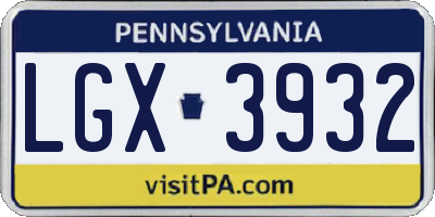 PA license plate LGX3932