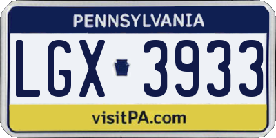 PA license plate LGX3933