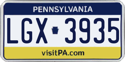 PA license plate LGX3935
