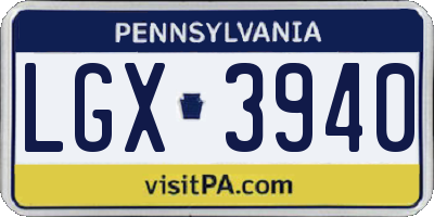 PA license plate LGX3940