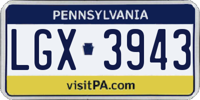 PA license plate LGX3943