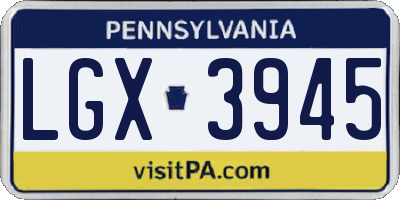 PA license plate LGX3945
