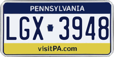 PA license plate LGX3948
