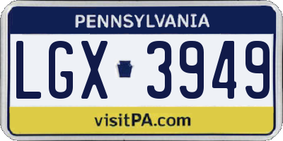 PA license plate LGX3949