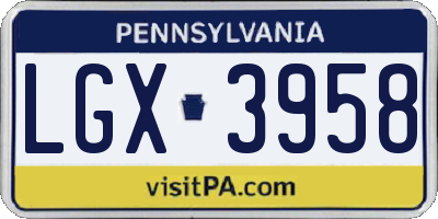 PA license plate LGX3958