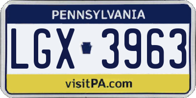 PA license plate LGX3963