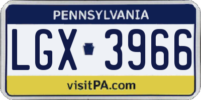PA license plate LGX3966