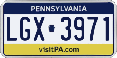 PA license plate LGX3971