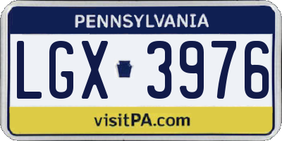 PA license plate LGX3976