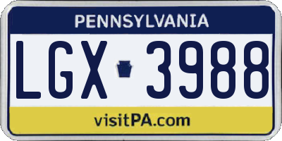 PA license plate LGX3988