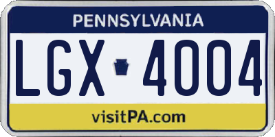 PA license plate LGX4004