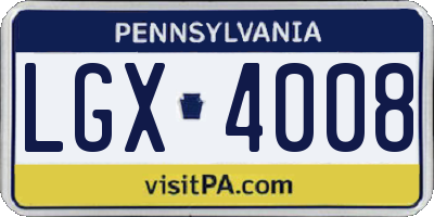 PA license plate LGX4008