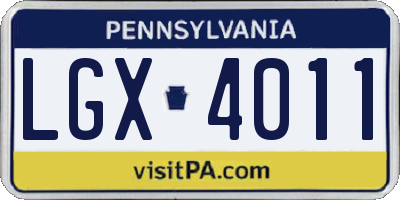 PA license plate LGX4011