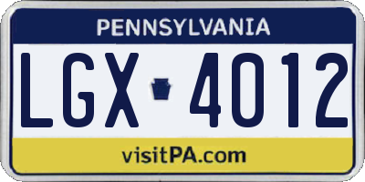 PA license plate LGX4012
