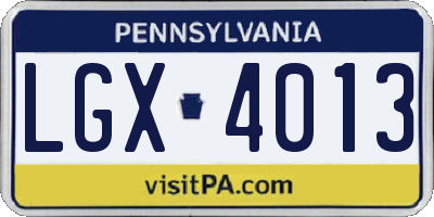 PA license plate LGX4013