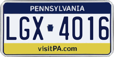 PA license plate LGX4016