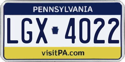 PA license plate LGX4022