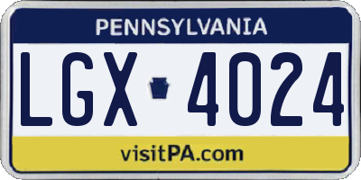 PA license plate LGX4024