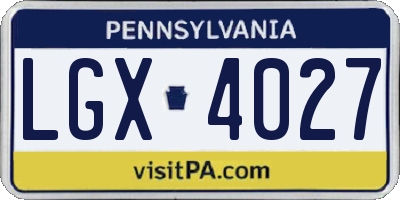 PA license plate LGX4027