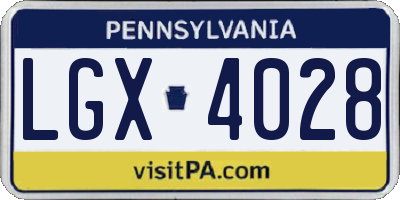 PA license plate LGX4028