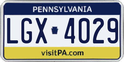 PA license plate LGX4029