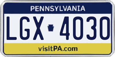PA license plate LGX4030