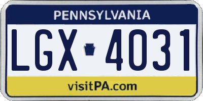 PA license plate LGX4031