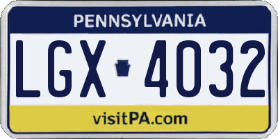 PA license plate LGX4032