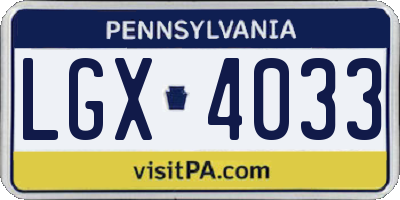 PA license plate LGX4033