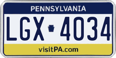 PA license plate LGX4034
