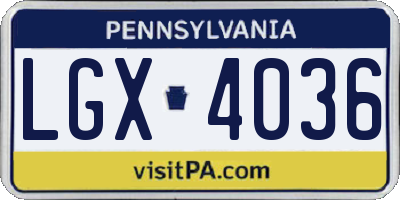 PA license plate LGX4036