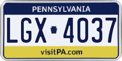PA license plate LGX4037