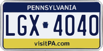 PA license plate LGX4040