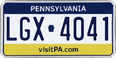 PA license plate LGX4041