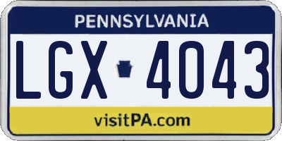 PA license plate LGX4043