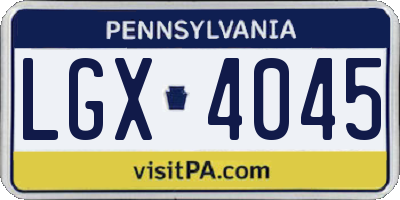 PA license plate LGX4045