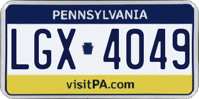 PA license plate LGX4049