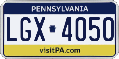 PA license plate LGX4050