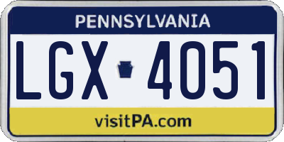 PA license plate LGX4051