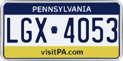 PA license plate LGX4053