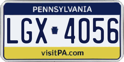 PA license plate LGX4056
