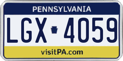 PA license plate LGX4059