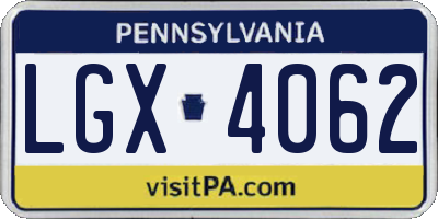PA license plate LGX4062