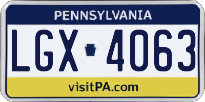PA license plate LGX4063