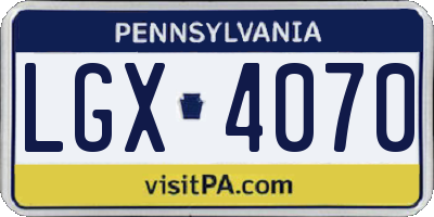 PA license plate LGX4070