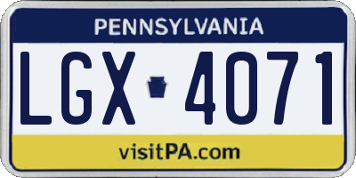 PA license plate LGX4071