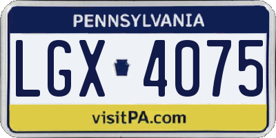 PA license plate LGX4075