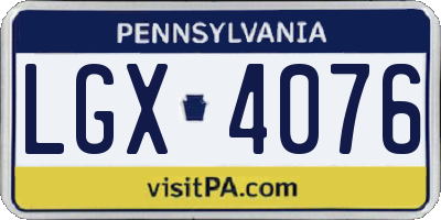 PA license plate LGX4076