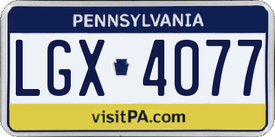 PA license plate LGX4077