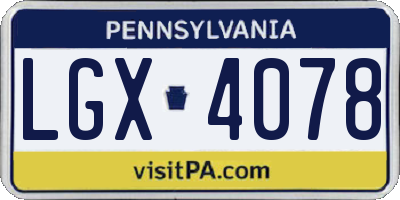 PA license plate LGX4078